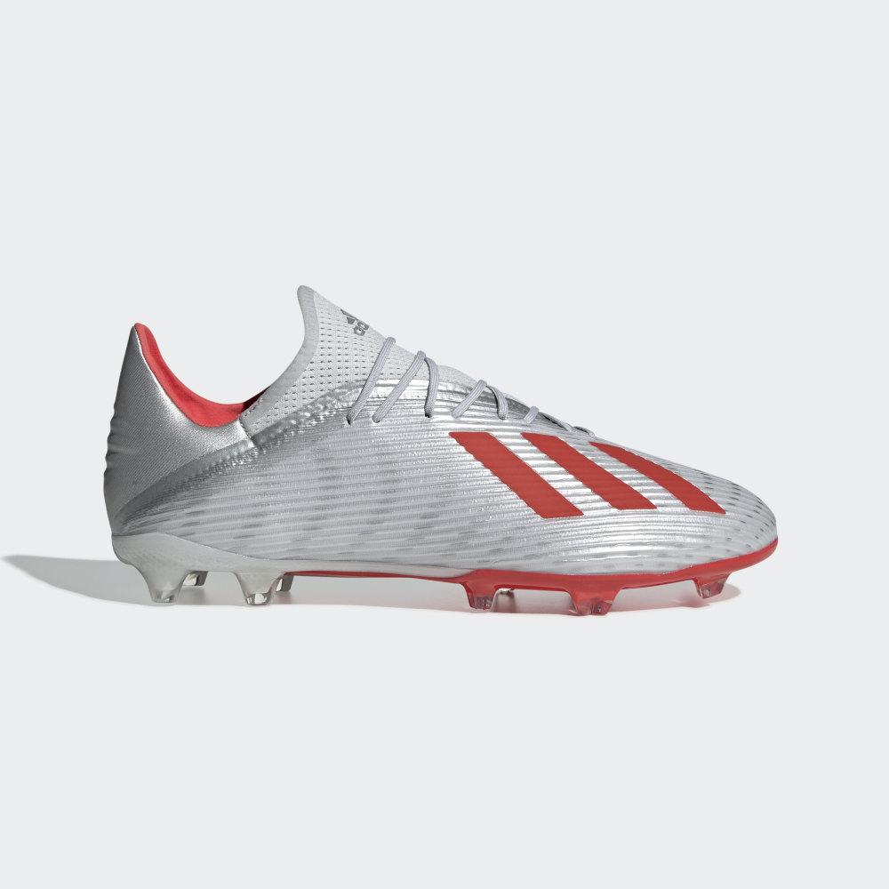 Ghete Fotbal Adidas X 19.2 Firm Ground Barbati Romania - Argintii Metal/Rosii/Albi F35386